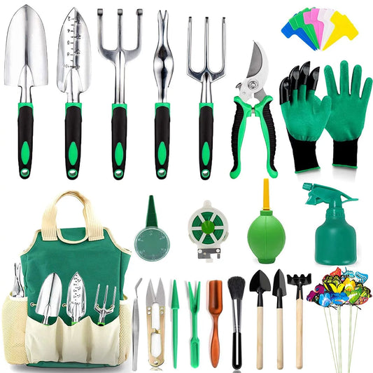 "Ultimate 111-Piece Garden Tools Set: Heavy Duty Aluminum Kit for Outdoor Gardening - Perfect Gift for anyone!"